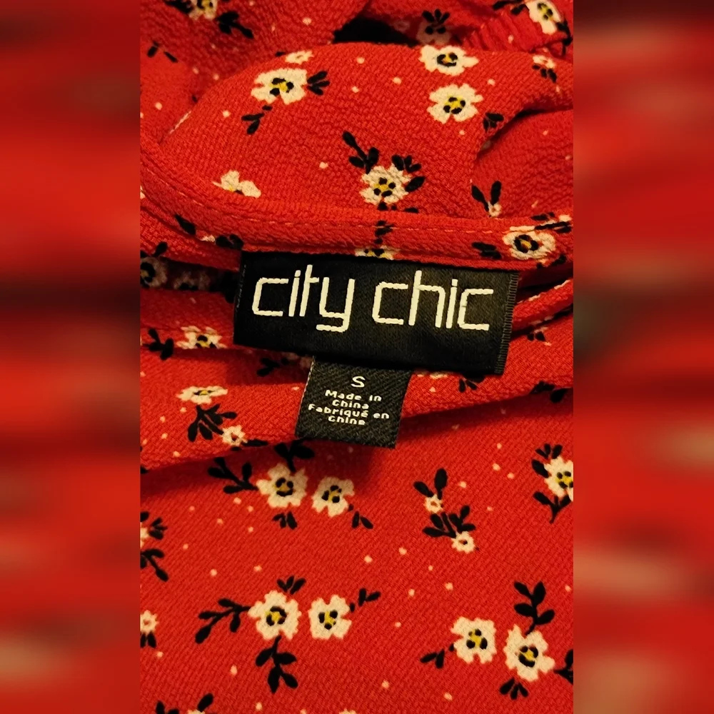 City Chic Floral Wrap Ruffle  High Low Belted Dress